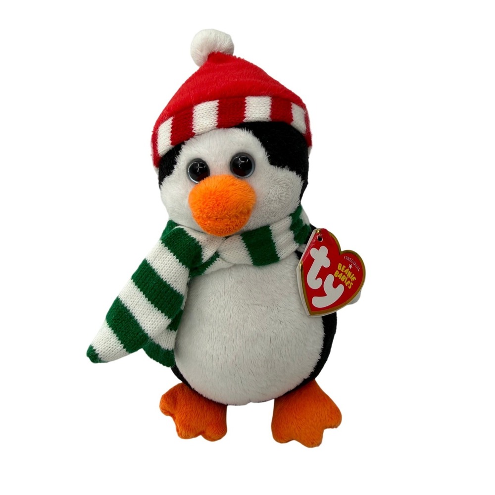 Ty Beanie Babies Freezie Penguin Plush Winter Scarf Hat 2012 Bird Stuffed Animal